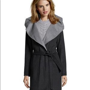 DKNY wool belt coat